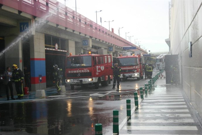 Los Bomberos, durante el simulacro