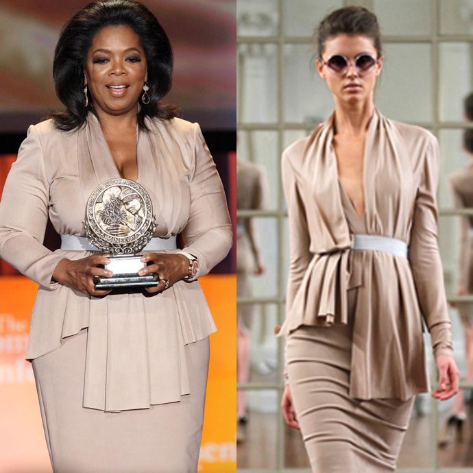 Oprah Winfrey luce un diseño de Victoria Beckham