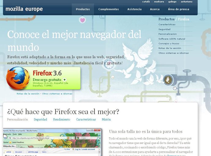 Página principal de Mozilla Firefox