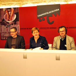 Pablo Rodríguez, Socorro García y José Luis Losa en la presentación del Cineurop