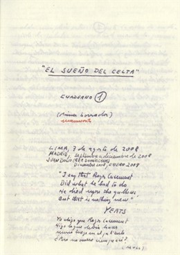 Borrador de la última obra de Vargas Llosa