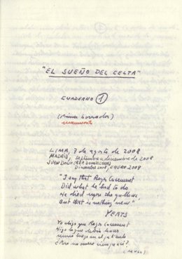 Borrador de la última obra de Vargas Llosa