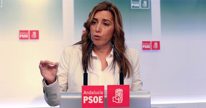 Susana Díaz, en rueda de prensa en la sede del PSOE-A