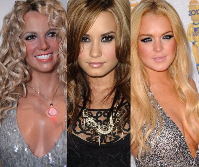 Montaje de Britney Spears, Demi Lovato y Lindsay Lohan 