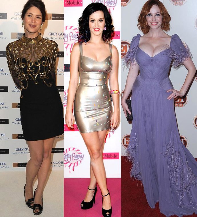 Montaje de Gemma Arterton, Katy Perry y Christina Hendricks 