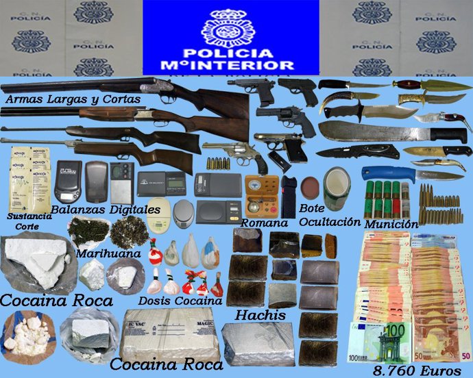 Droga y armas incautadas