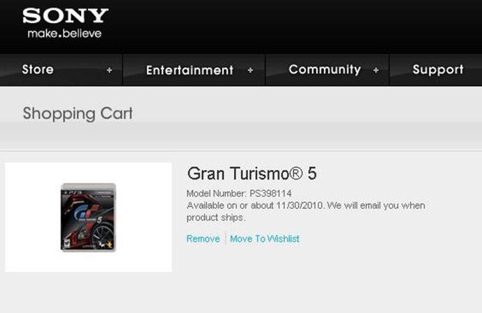 gran turismo  en la web por sony