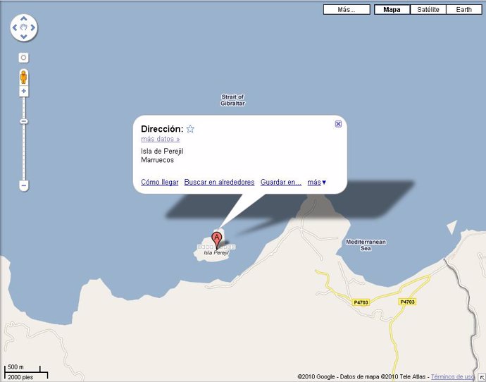 google maps isla de perejil, captura web