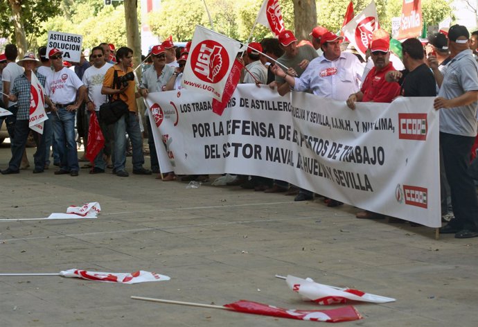 Imagen de una manifestación anterior de astilleros de Sevilla