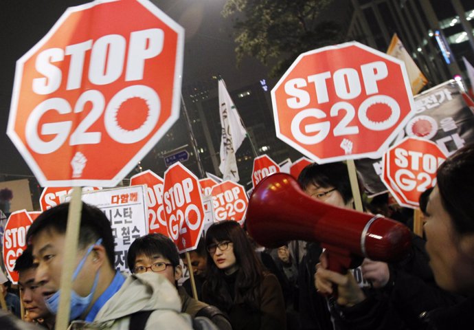 Manifestación en Seúl contra el G-20
