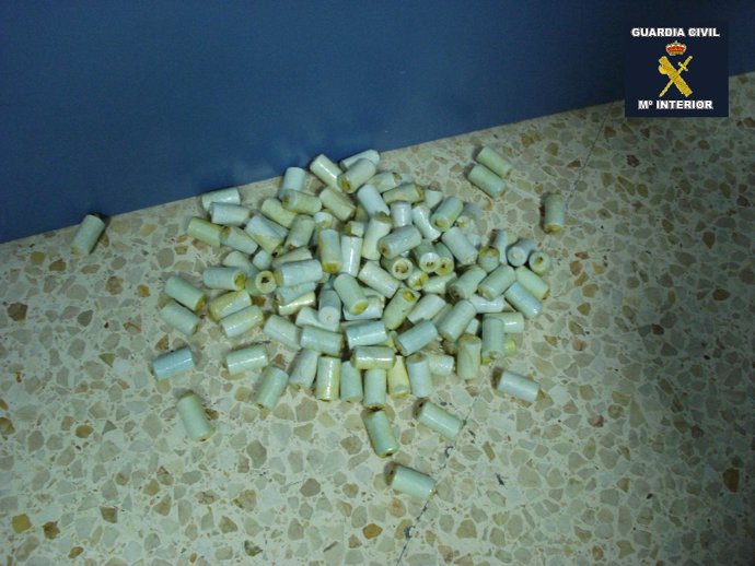 Foto de las 115 cápsulas de cocaína