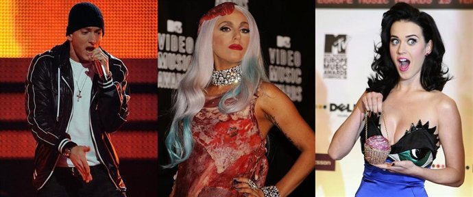 Montaje de Eminem, Lady Gaga y Katy Perry