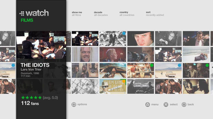 Servicio de cine independiente Mubi para Playstation 3