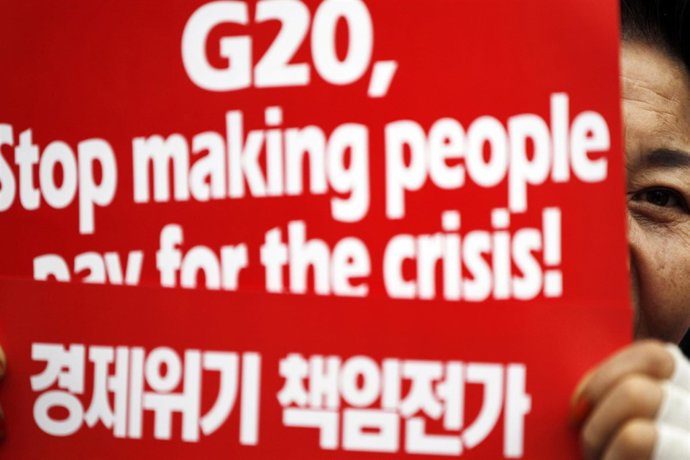Protestas contra la cumbre del G20 en Corea