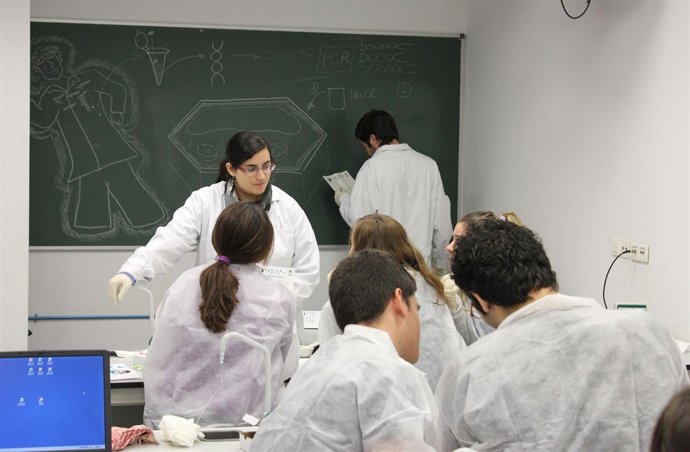 Alumnos de la UPO durante la semana de la Ciencia