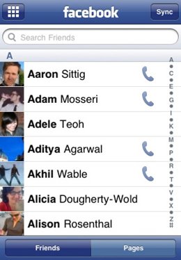 Aplicación de Facebook para iPhone
