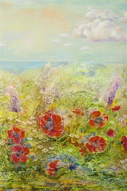 Uno de los lienzos de Anfisa Zinchenko que se expone en Ibercaja Actur