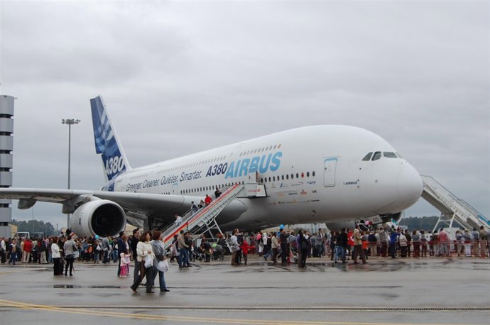 El A-380 en las instalacines de Airbus en Sevilla.