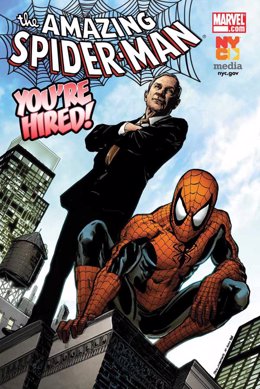 Comic de Spiderman con el alcalde de Nueva York