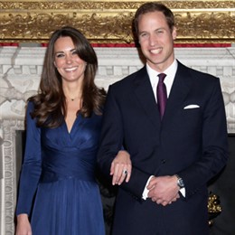 Kate Middleton y el Príncipe Guillermo el día del anuncio de su compromiso 