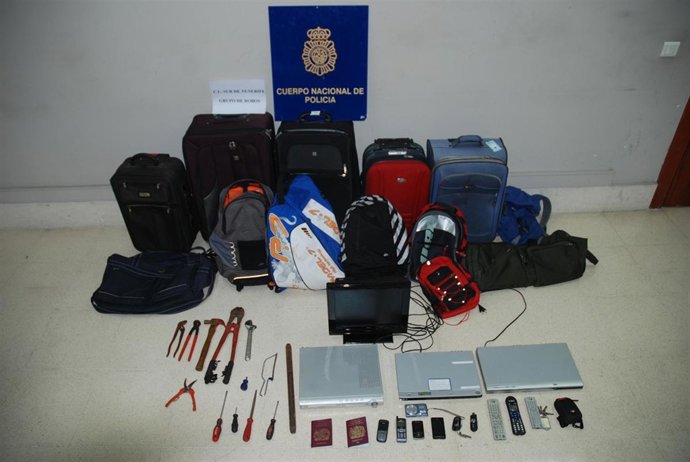 Efectos incautados tras varios robos en hoteles de Playa de las Americas (Teneri