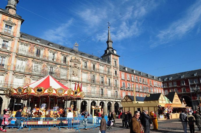 Carrusel del mercado navideño de la plaza Mayor de Madrid