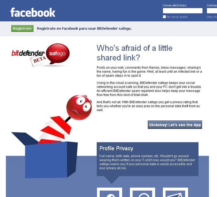 Nueva aplicación contra malware de BitDefender para Facebook