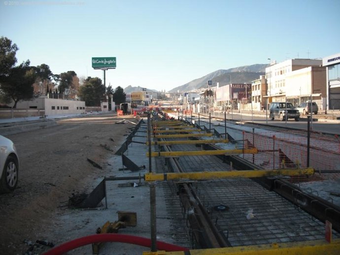 Obras del tranvía de Jaén