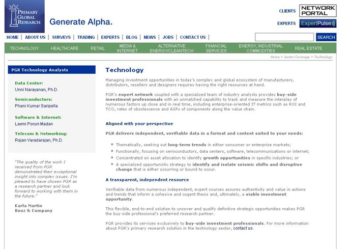 Página web Primary Global Research