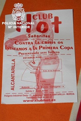 Folleto promocional del local
