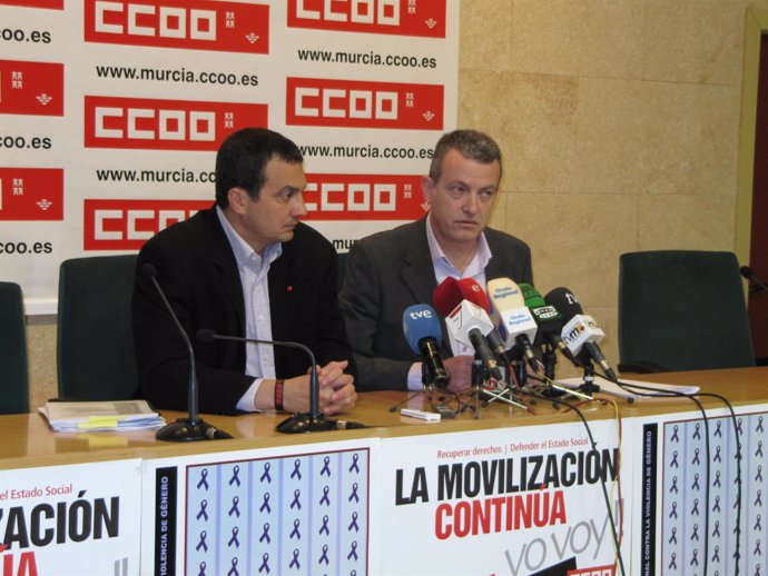 José Antonio Pujante, IURM, y el secretario general de CCOO en Murcia, Daniel Bu