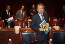 El consejero de Agricultura y Agua, Antonio Cerdá, en el Asamblea Regional donde