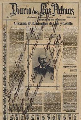 Portada de Diario de Las Palmas con León y Castillo. 