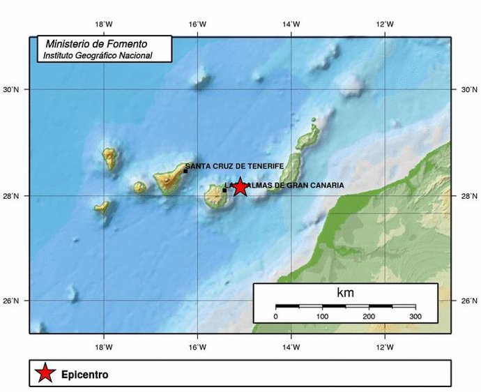 Mapa del epicentro del seismo