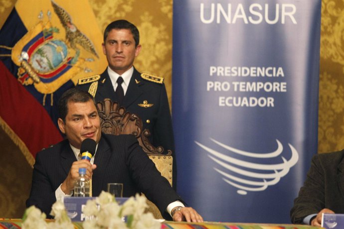 El presidente de Ecuador, Rafael Correa en la Cumbre de Unasur