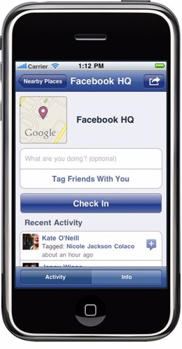 'Facebook Places' para iPhone.
