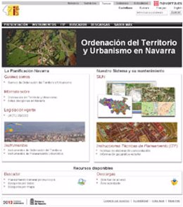 Página principal del portal de Ordenación del Territorio y Urbanismo de Navarra.