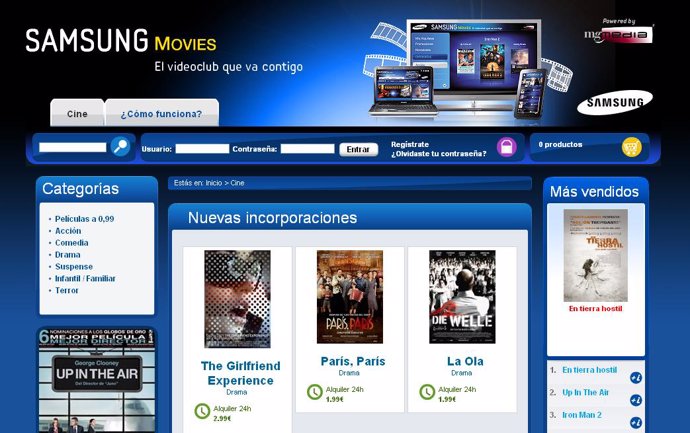 Alquiler de películas en Samsung Movies
