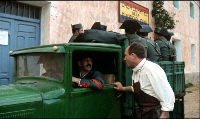 Una de las escenas del rodaje, hace 25 años, en Embid (Calatayud, Zaragoza)