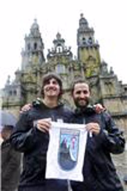 Andrés Fraga y Juan Rivas a su llegada al Obradoiro