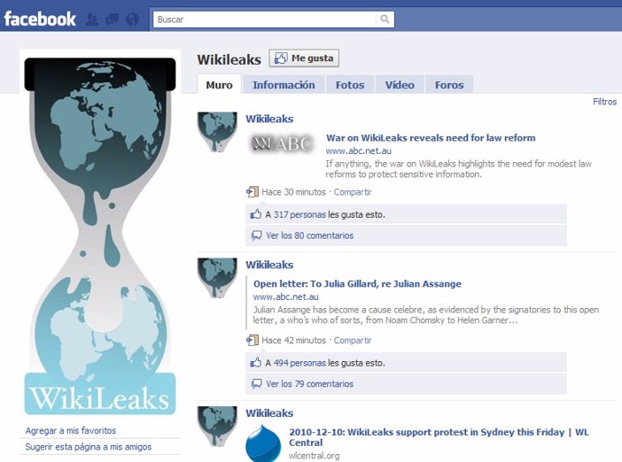 Wikileaks en Facebook