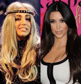 Montaje de Lady Gaga y Kim Kardashian 