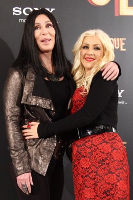 Cher y Christina Aguilera en la presentación de Burlesque