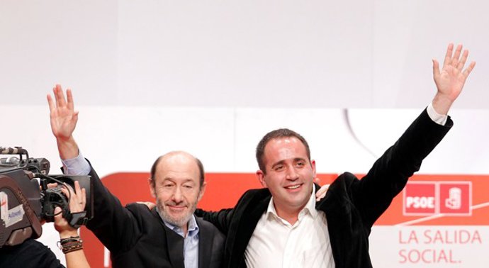 Rubalcaba en el acto de proclamación de Alarte