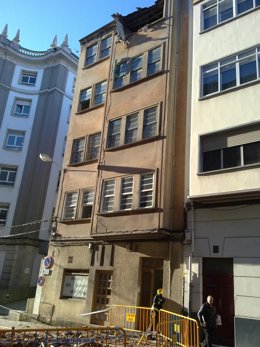 Fachada que se vino abajo en Ferrol