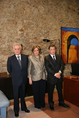 La rectora de la UdG con los doctores Honoris Causa