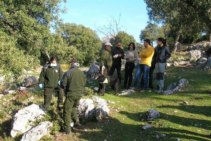 Miembros del equipo de la Junta contra el uso de cebos envenenados durante una i