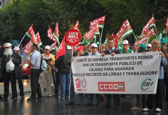Trabajadores de Rober en una manifestación