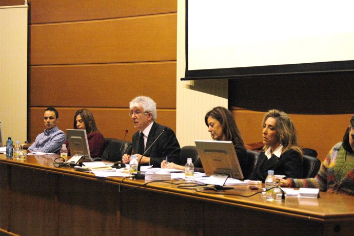 El rector de la ULE, José Ángel Hermida, durante la reunión del Claustro