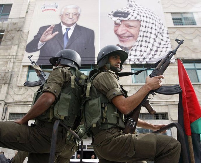 Militantes de Al Fatah durante una manifestación
